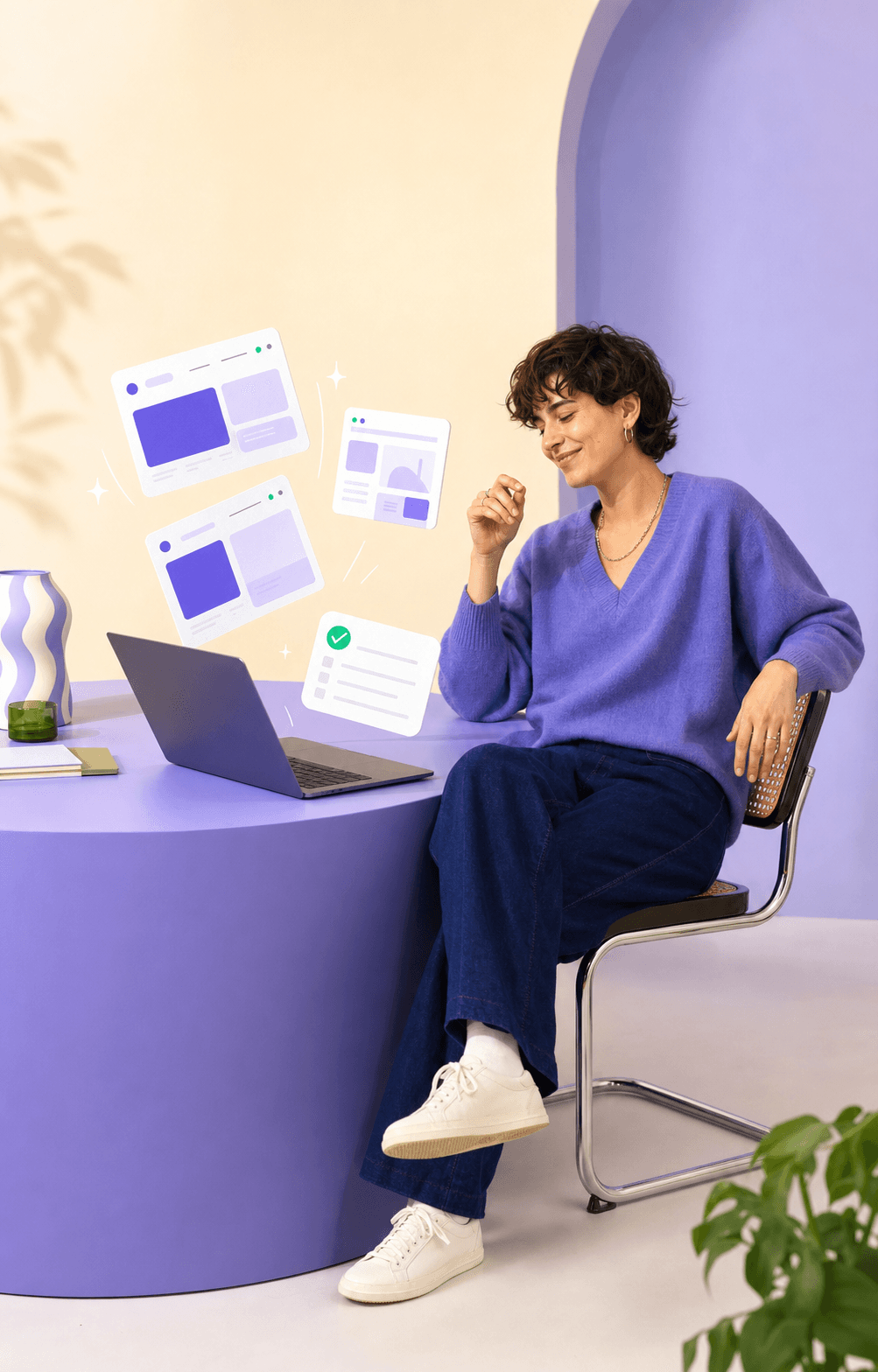 Une jeune professionnelle laisse Anitask automatiser ses tâches web